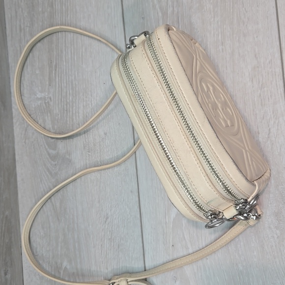 Tory Burch Women Cream Crossbody Bag Leather Purse - Picture 2 of 9